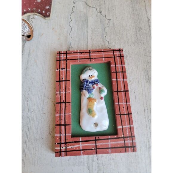 Hanging Snowman variety mini sign Bell set home wall decor - Picture 4 of 11